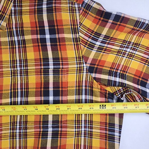 Banana Republic Men's Size XL Brownish Gold Plaid Striped Button Down Lumberjack - Picture 9 of 10